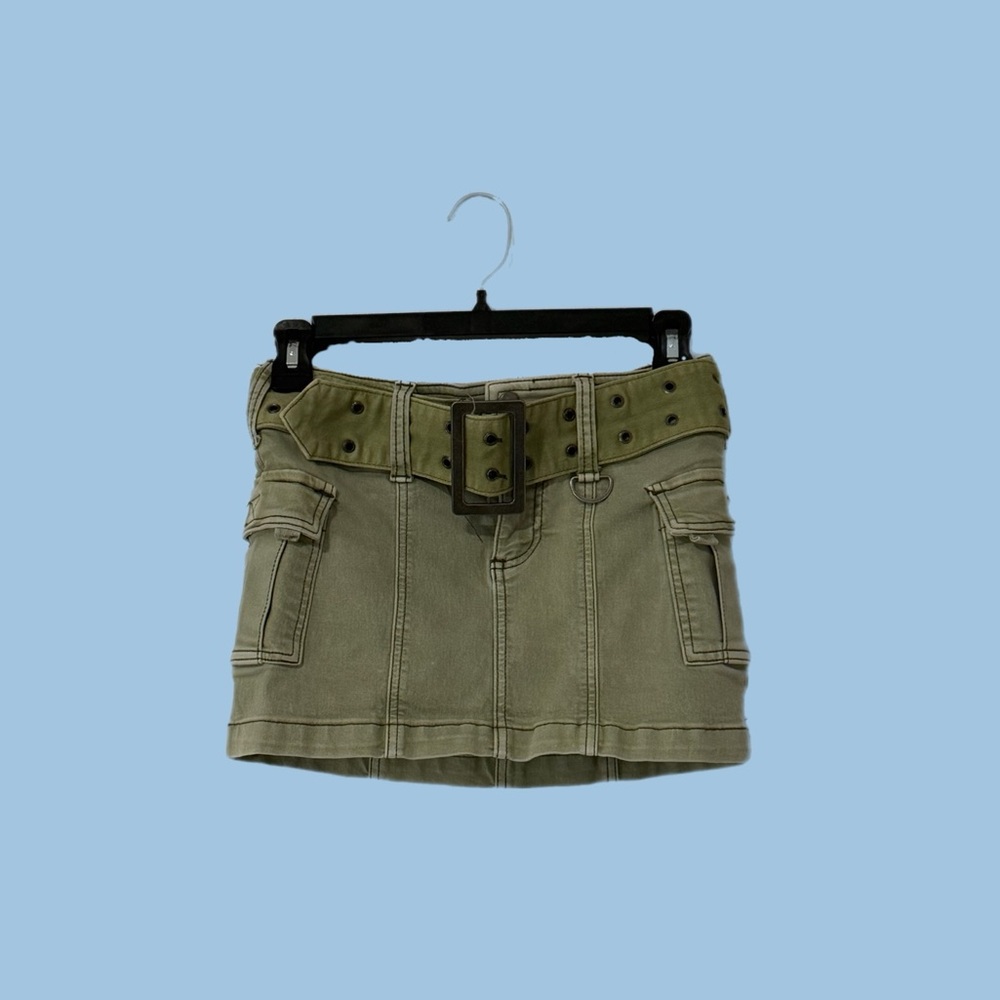 BDG Cargo Belted Green Short Skirt